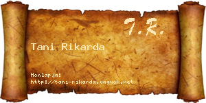Tani Rikarda névjegykártya